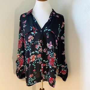 Floral oversized button up